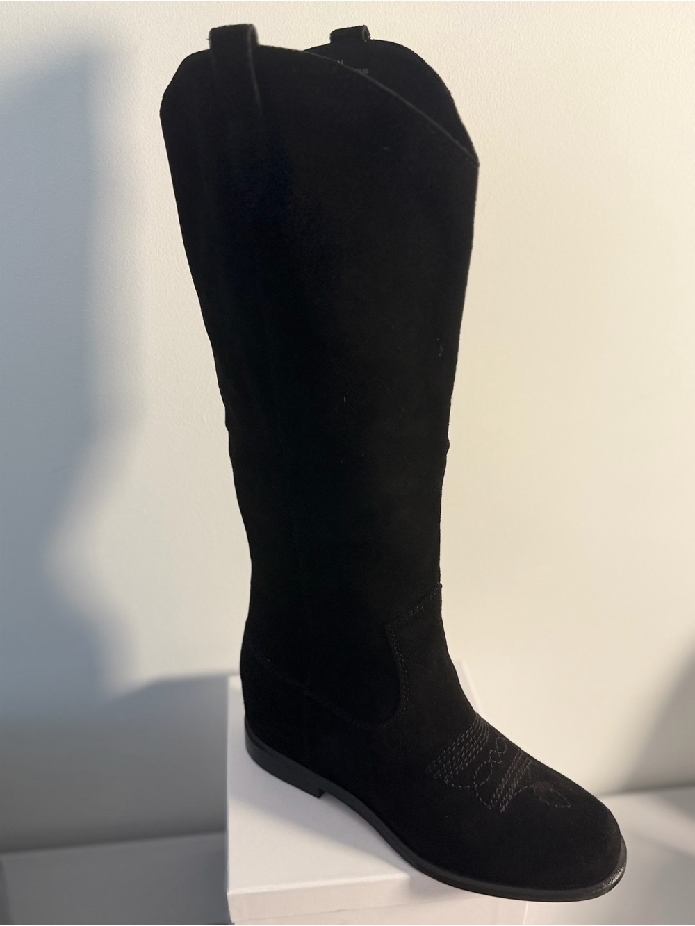 Paolo Black Suede Over-the-Knee Boots